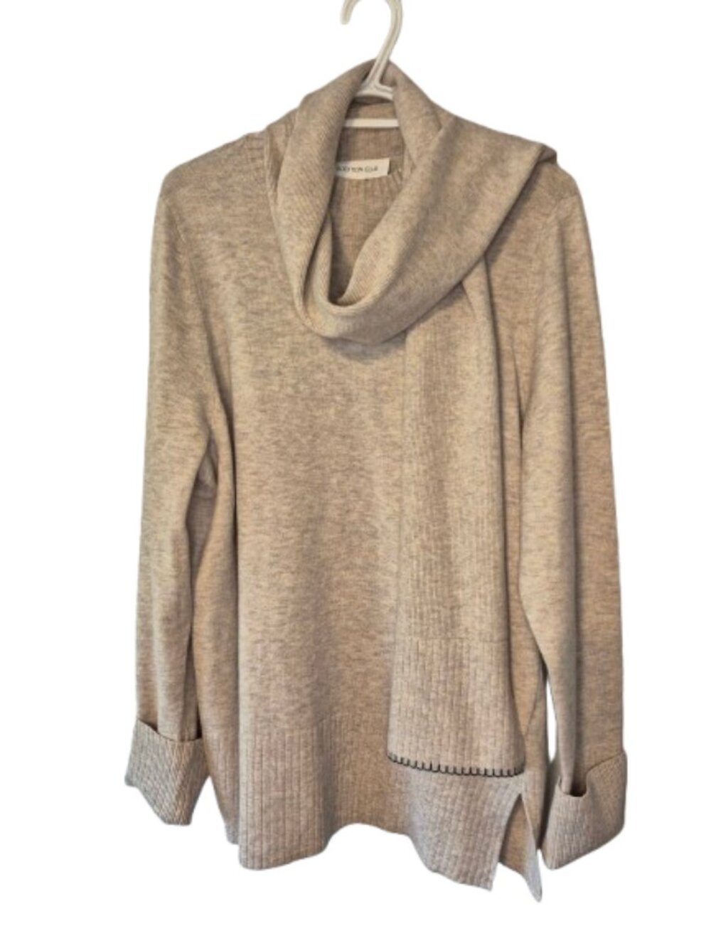 NWT Addition Elle Oatmeal Knit Mock Neck Sweater and Scarf Set Size 1X